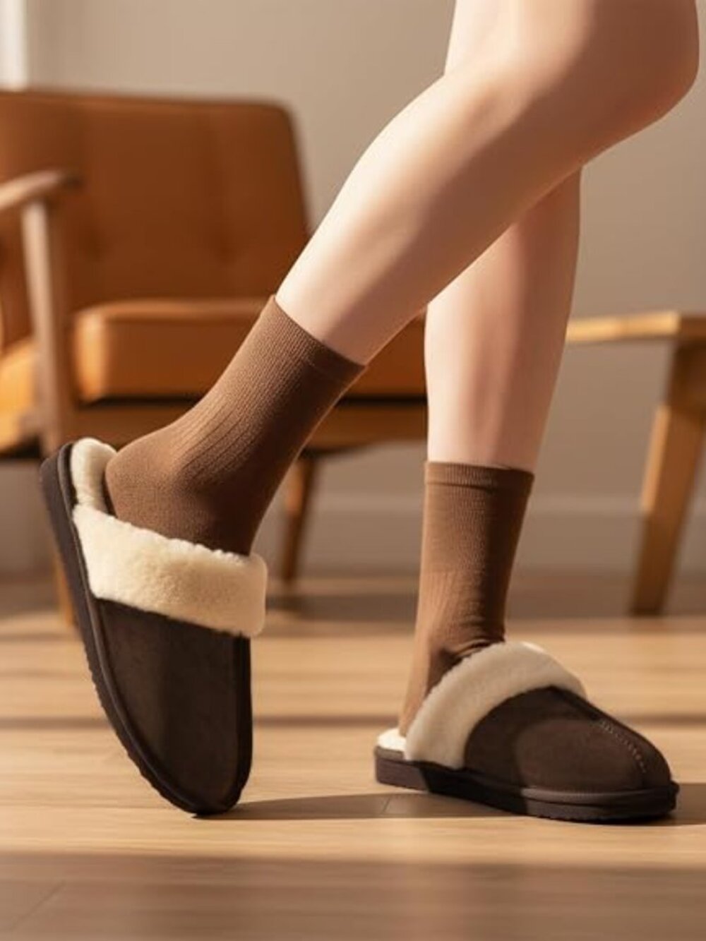 uzzy Slippers for Women Cozy Faux Fur House Shoes Memory Foam Slippers